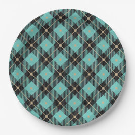 Trendy Black Aqua Pset Pattern Papieren Bordje
