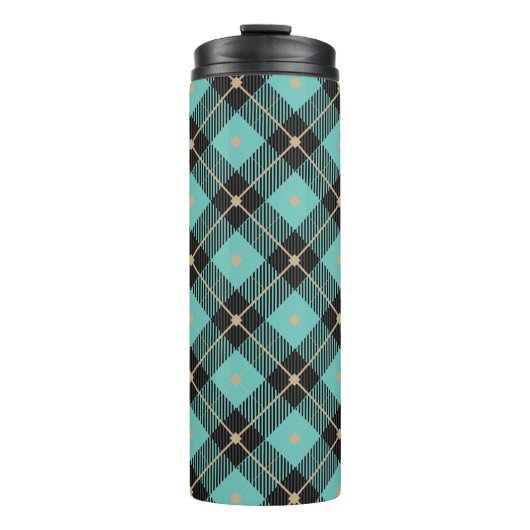 Trendy Black Aqua Pset Pattern Thermosbeker (Voorkant)