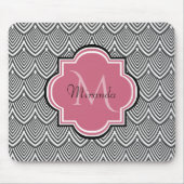 Trendy Black Arched Scallops Roze Monogram Naam Muismat (Voorkant)