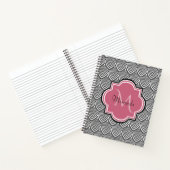 Trendy Black Arched Scallops Roze Monogram Naam Notitieboek (Binnen)