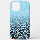 Trendy Black & Blue Glitter Ombre Leopard Print Case-Mate iPhone Case (Achterkant)