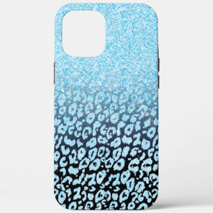 Trendy Black & Blue Glitter Ombre Leopard Print Case-Mate iPhone Case