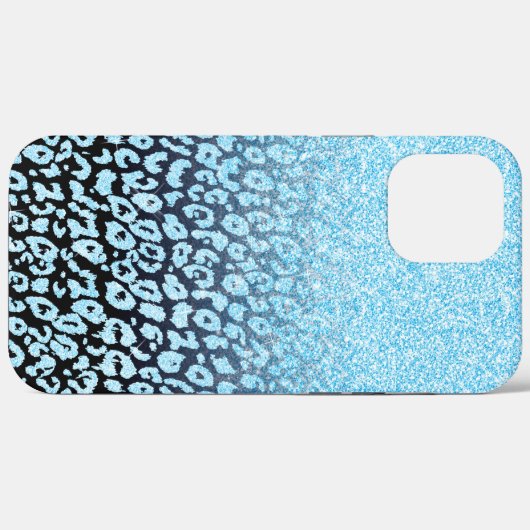 Trendy Black & Blue Glitter Ombre Leopard Print Case-Mate iPhone Case (Achterkant (horizontaal))
