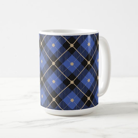 Trendy Black Blue Pset Pattern Koffiemok (Voorkant rechts)