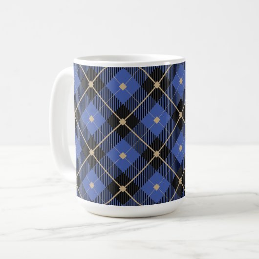Trendy Black Blue Pset Pattern Koffiemok (Voorkant links)
