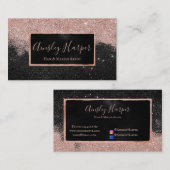 Trendy Black Blush Pink Glitter Professional Visitekaartje (Voorkant / Achterkant)
