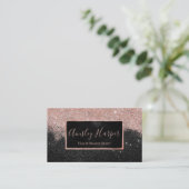 Trendy Black Blush Pink Glitter Professional Visitekaartje (Staand voorkant)
