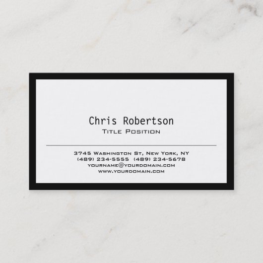 Trendy Black Border White Charming Visitekaartje (Voorkant)