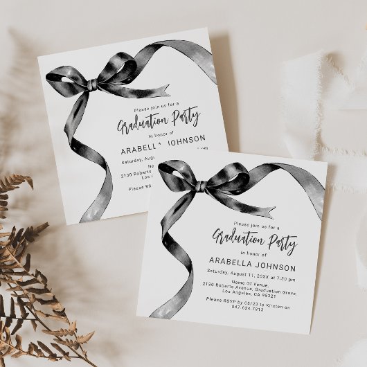 Trendy Black Bow Afstuderen Feestdagenkaart