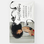 Trendy Black Bow Foto Afstuderen Spandoek (Verticaal)