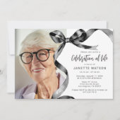 Trendy Black Bow Fotoviering van het Leven Kaart (Voorkant)