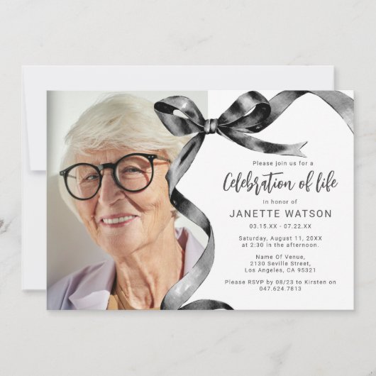 Trendy Black Bow Fotoviering van het Leven Kaart (Voorkant)