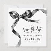 Trendy Black Bow Graduation Save The Date (Voorkant)