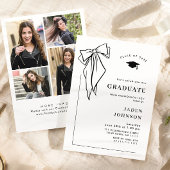 Trendy Black Bow Ribbon 4 FOTO Afstudeerfeest Kaart