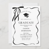 Trendy Black Bow Ribbon 4 PHOTO Graduation Part Kaart (Voorkant)