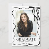 Trendy Black Bow Ribbon 5 PHOTO Graduation Party Kaart (Voorkant)
