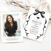 Trendy Black Bow Ribbon FOTO Afstudeerfeest Kaart
