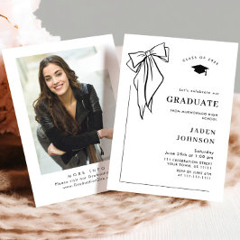 Trendy Black Bow Ribbon FOTO Afstudeerfeest Kaart