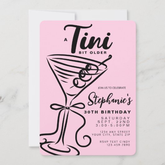 Trendy Black Bow Tini Bit Ouder 30ste Verjaardag Kaart (Voorkant)