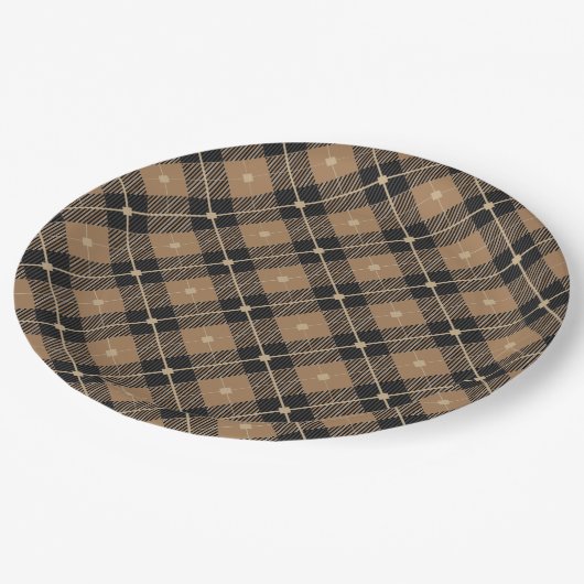 Trendy Black Brown Pset Pattern Papieren Bordje (Gekanteld)