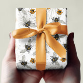 Trendy Black Buzzing Honeybee voor Lente & Zomer Cadeaupapier