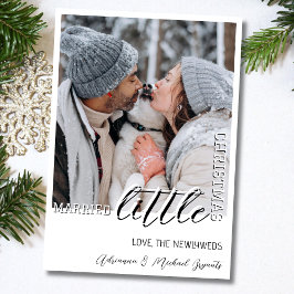 Trendy Black Calligraphy Married Little Christmas Feestdagenkaart