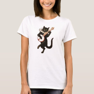 Trendy Black Cat die de banjo speelt T-shirt