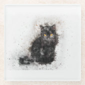 Trendy Black cat Distress Afbeelding Glazen Onderzetter (Voorkant)