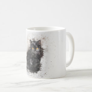 Trendy Black Cat Distress Afbeelding Koffiemok