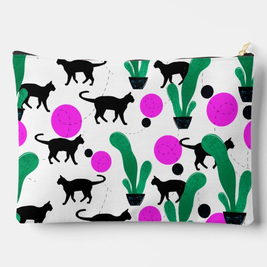 Trendy Black Cat en Cactus Pattern Etui (Achterkant)