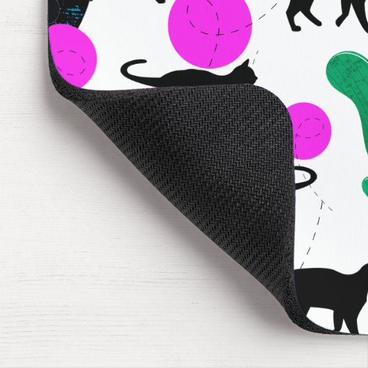 Trendy Black Cat en Cactus Pattern Muismat (Hoek)