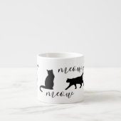 Trendy Black Cats Meow Script Espresso Kop (Voorkant)