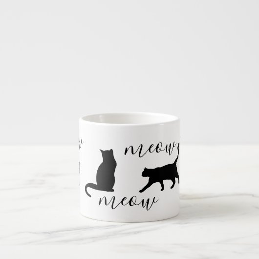 Trendy Black Cats Meow Script Espresso Kop (Voorkant)