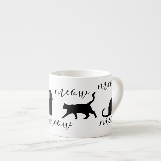 Trendy Black Cats Meow Script Espresso Kop (Voorkant rechts)