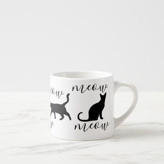 Trendy Black Cats Meow Script Espresso Kop (Rechts)