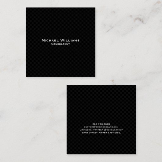 Trendy Black Checkered Modern Pattern Professional Vierkante Visitekaartje (Voorkant / Achterkant)