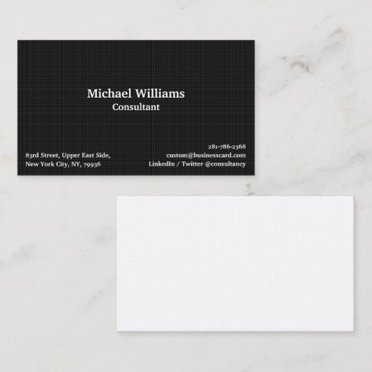 Trendy Black Checks Lines Pattern Modern Elegant Visitekaartje (Voorkant / Achterkant)