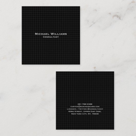 Trendy Black Checks Modern Minimalist Professional Vierkante Visitekaartje (Voorkant / Achterkant)