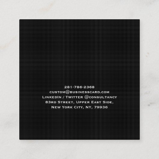 Trendy Black Checks Modern Minimalist Professional Vierkante Visitekaartje (Achterkant)