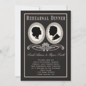 Trendy Black Chevron & Script Rehearsal Dinner Kaart (Voorkant)