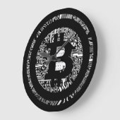 Trendy Black Circuitry Bitcoin Logo Grote Klok (Hoek)