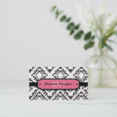 Trendy Black damask afstuderen douanenaam card Contactkaartje (Staand voorkant)