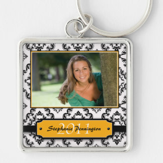 Trendy Black damask afstuderen foto sleutelhanger