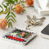 Trendy Black damask afstuderen foto sleutelhanger (Zijkant)