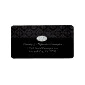 Trendy black damask diamant address label (Voorkant)