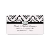 Trendy black damask diamant address label (Voorkant)