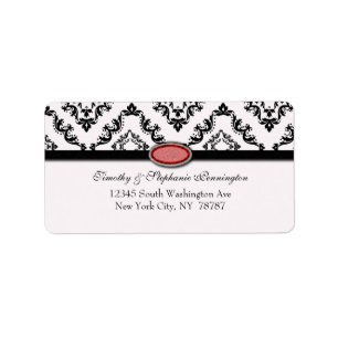 Trendy black damask ruby jewel adavery label
