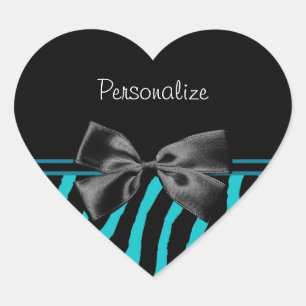 Trendy Black en Blauwgroen Zebra afdrukken met lin Hart Sticker