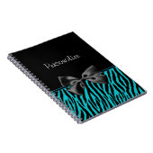 Trendy Black en Blauwgroen Zebra afdrukken met lin Notitieboek (Rechterzijde)
