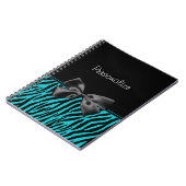 Trendy Black en Blauwgroen Zebra afdrukken met lin Notitieboek (Linkerzijde)